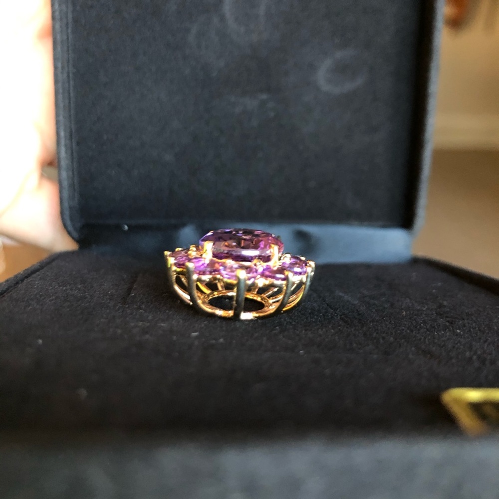 Purple Amethyst 14K Cluster Pendant - Picture 5 of 6